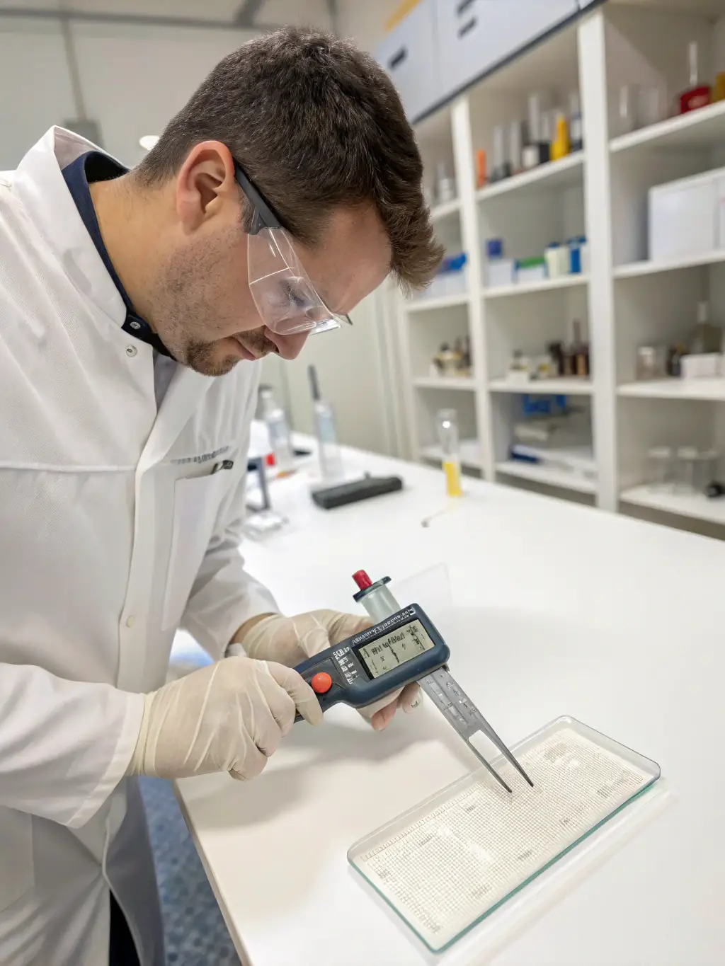A clean and professional image of a pharmaceutical product being tested in a lab, highlighting the quality control measures in place.