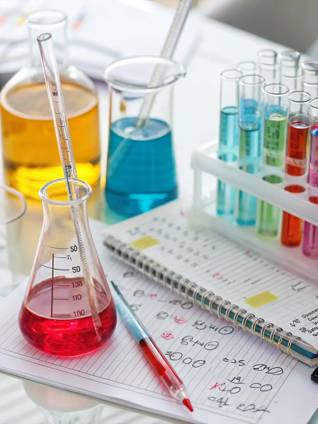 A detailed close-up shot of various lab testing vials and equipment, emphasizing A&M Pharmaceuticals' expertise in lab testing integrations.